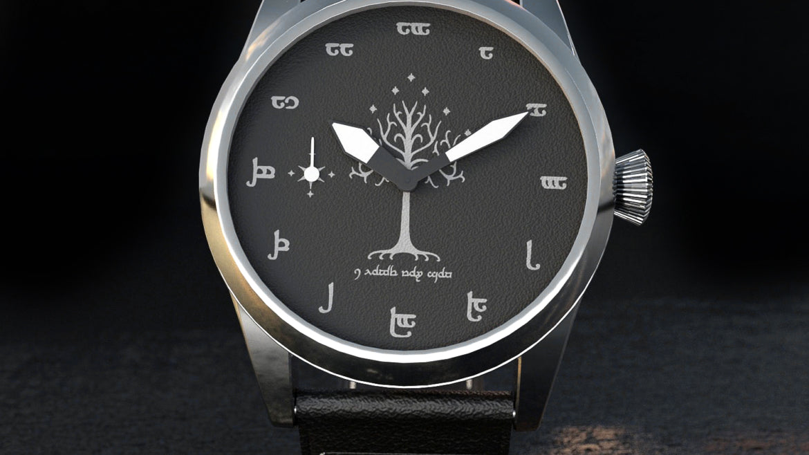 Watch dial featuring Lord of the Rings language – SwissPL Watch